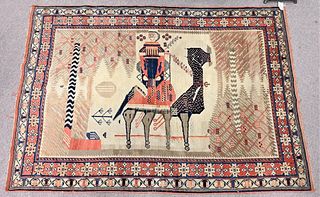 Oriental Scatter Rug, having camel, 4' x 5' 10".