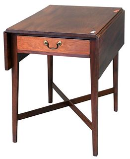 Federal Mahogany Pembroke Table, having one drawer over X stretcher, height 29 inches, top 20" x 30".