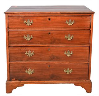 George III Mahogany Bachelor's Chest, having four drawers on bracket base, height 33 inches, top 18" x 34".
