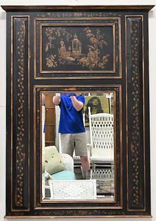 Two Contemporary Trumeau Mirrors, one having chinoiserie motif, 62" x 45"; the other French style, 54" x 32".