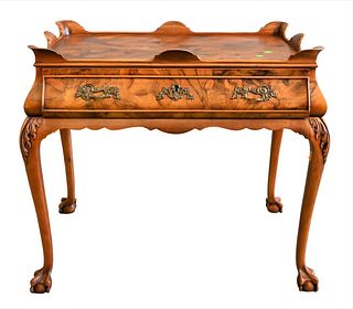 Chelsea House Inc. Port Royal Collection Burlwood Table, having one drawer and wood gallery top, height 29 1/2 inches, top 20 1/2" x 32 1/2".