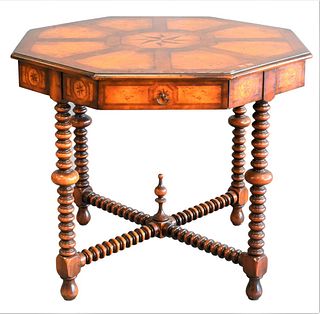 Inlaid Octagonal Occasional Table, height 31 inches, diameter 36 inches.