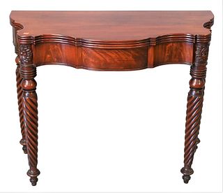 Sheraton Mahogany Games Table, having shaped top, height 28 inches, top 18 1/2" x 36 1/2".