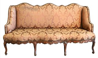 Louis XV Style Sofa, having serpentine top, 18th/19th century, height 42 inches, length 78 inches.
