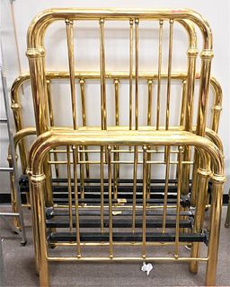 Pair of Victorian Twin Size Brass Beds, height 57 inches, along with brass bed.