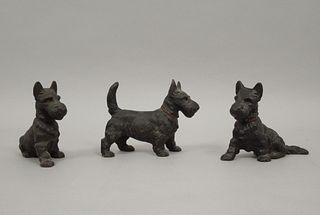 (3) Black Bronze Scottish Terrier Figures.