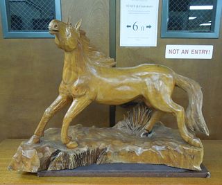 Carved Wood Sculpture of a Horse.