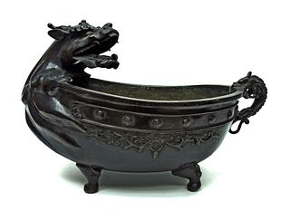 Chinese Bronze Dragon Head Vessel.
