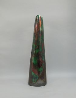 Contemporary Raku Pottery Cylinder Vase.