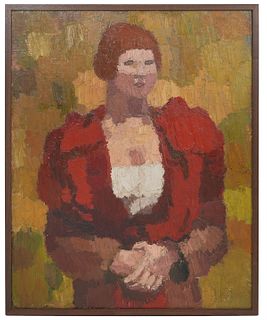Hans Bohler 'The Red Shawl' Oil Painting