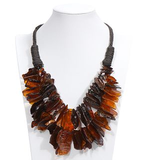 Bohemian Style Double Strand Amber Cord Necklace