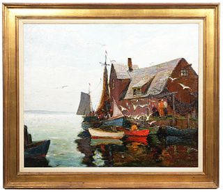 Anthony Thieme 'Rockport Fish House' Oil Painting