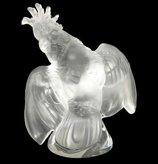 Lalique Crystal 'Cockatoo' Sculpture With Label
