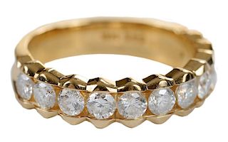 14 Karat Yellow Gold and Diamond Ring
