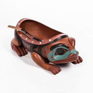 Contemporary Northwest Coast Frog Bowl with Spoon