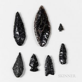 Seven Prehistoric Eskimo Obsidian Points