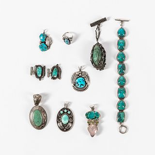 Collection of Southwest Silver and Turquoise Jewelry