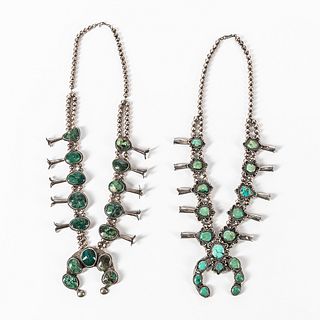 Two Navajo Squash Blossom Necklaces