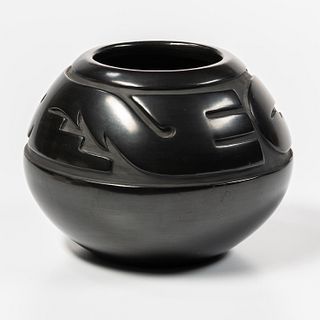 Contemporary Santa Clara Blackware Pottery Jar