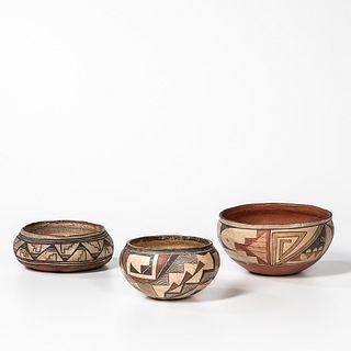 Three Southwest Polychrome Pottery Bowls