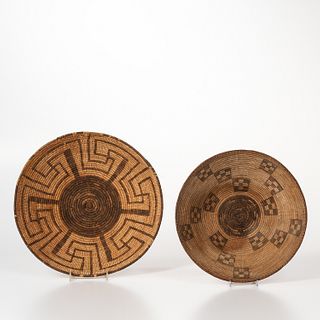 Two Pima Coiled Basketry Trays