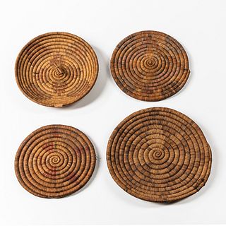 Four Hopi Second Mesa Coiled Pictorial Trays