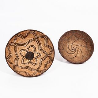 Two Southwest Coiled Basketry Trays