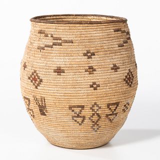 Southwest Polychrome Coiled Basketry Olla