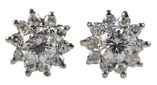 Pair Diamond Earrings with Diamond