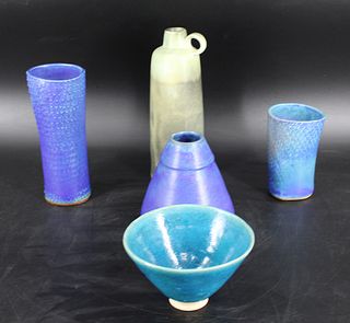 5 Glazed Midcentury Porcelain Items.