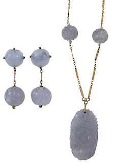 Lavender Jade Necklace and Earrings