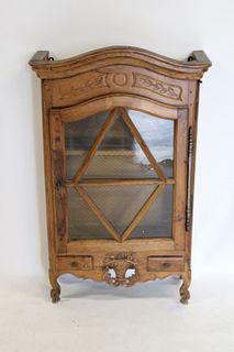 18th Century French Provincial Hanging Vitrine.