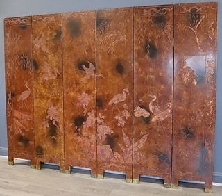 Asian Lacquered 6-Panel Floor Screen.