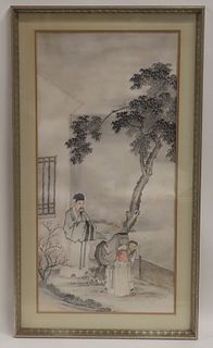 Asian Watercolor Painting of Figures.