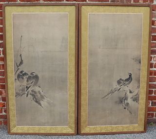 (2) Large Signed Chinese? Watercolors of Birds.