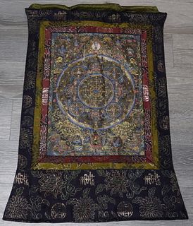 Tibetan Mandala Thangka Scroll.