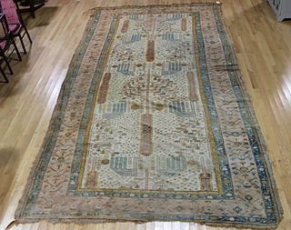 Vintage and Finely Hand Woven Agra Carpet.