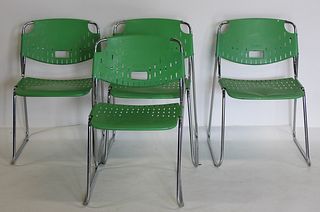 Midcentury Lot Of  4 Paolo Fioretti Chrome Chairs