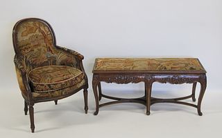 Louis XVI Style Needle Point Chair & Piano Bench.