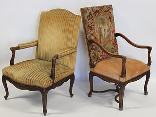2 Louis XV Style Upholstered Arm Chairs