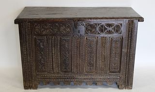 18th Century Highly & Finely Carved Trunk With
