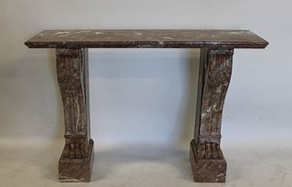 Vintage And Fine Quality Carved Marble Console.