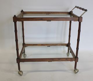 Midcentury Bamboo Form Serving Cart.