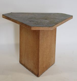 Midcentury Italian Stand With Etched Metal Top.