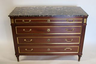 Louis Philippe Style Mahogany Marbletop Commode.