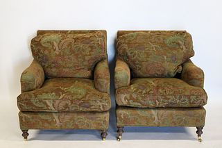 A Pr Of George Smith Style Upholstered Club Chairs