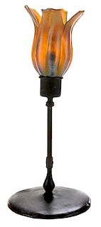 Brass Lamp with Iridescent Tulip Shade