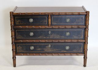 Drexel Chinoiserie Decorated Bamboo Dresser.