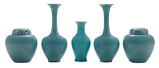 Five Rookwood Vases & Potpourri Jars