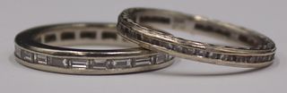 JEWELRY. (2) Gold and Diamond Eternity Band Rings.